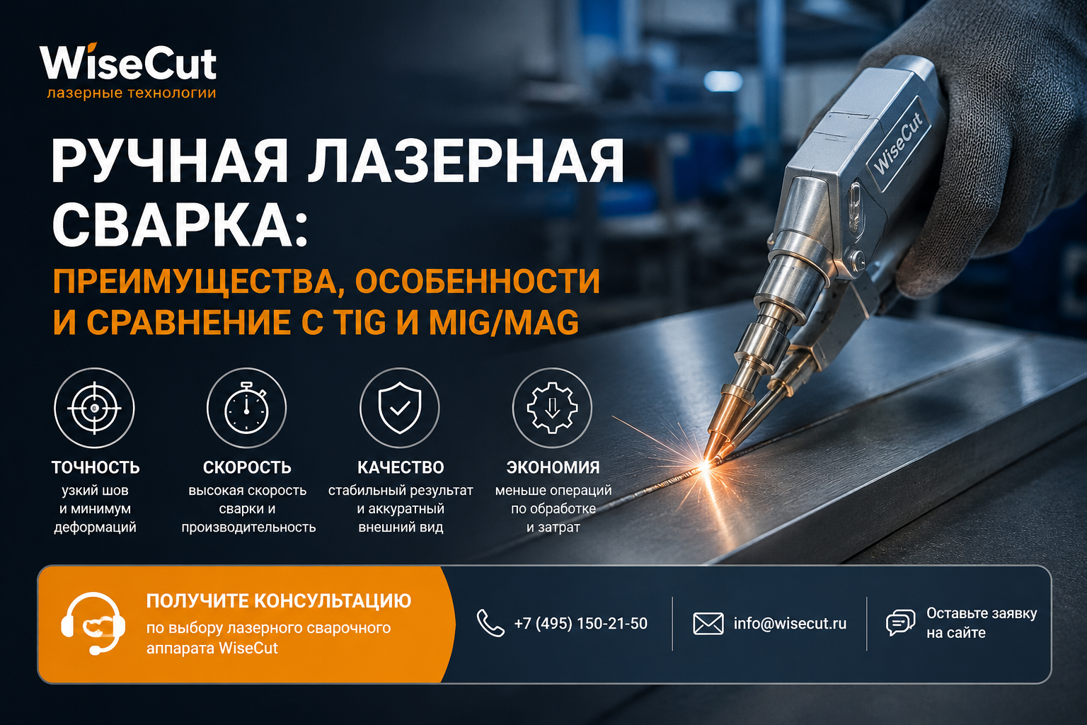 Ручная лазерная сварка: преимущества, особенности и сравнение с TIG и MIG/MAG